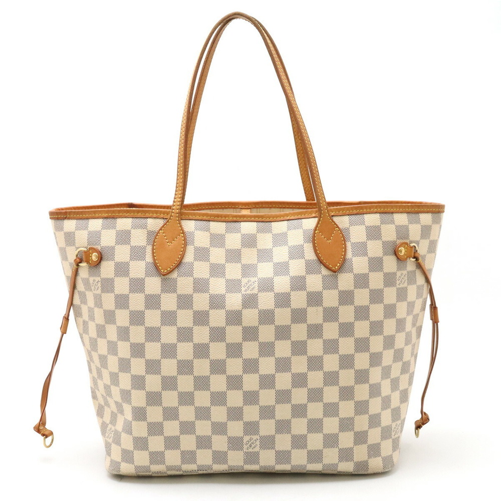 Louis Vuitton Damier Azur White Neverfull Tote Bag Shoulder